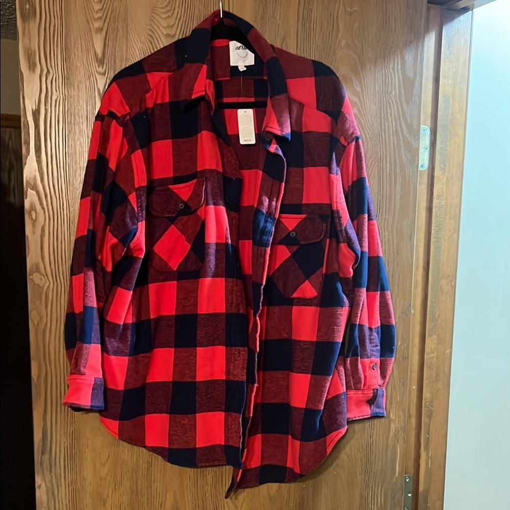 Red and Black Plaid Flannel Shirt